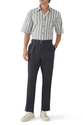 Belted-Waist Tapered Pants